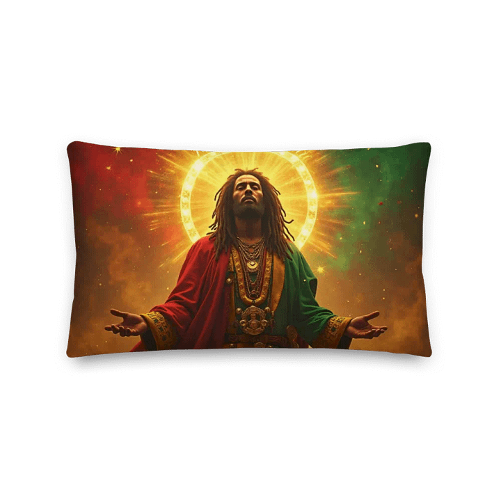 Jah Rastafari Divine Pillow – 20″ × 12″ product image (2)