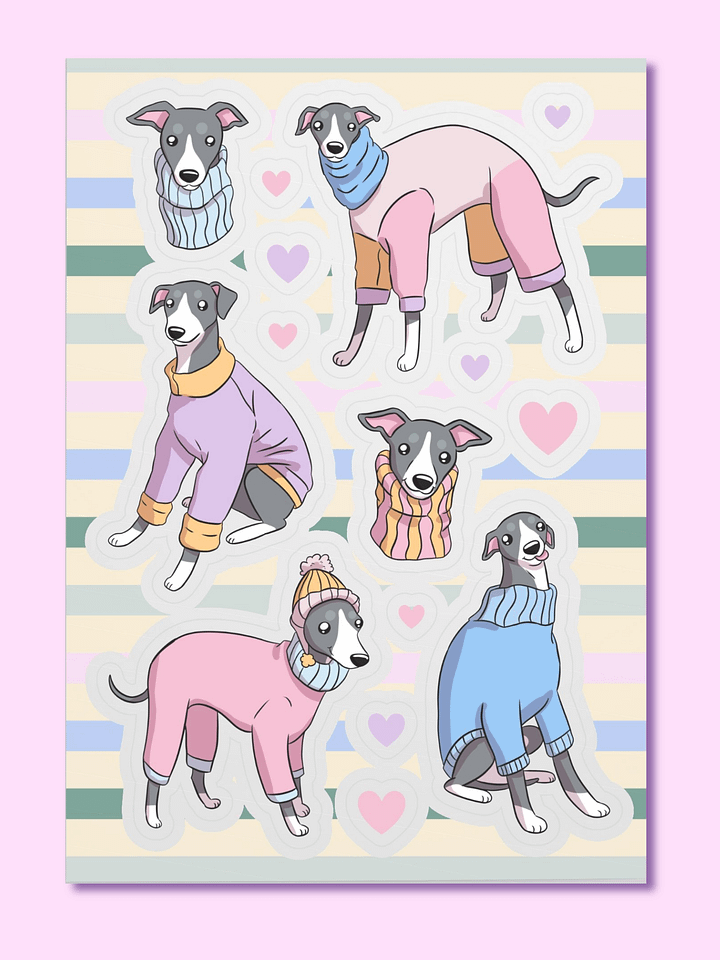 Cute Whippet Dog Fashion Sticker Sheet product image (1)