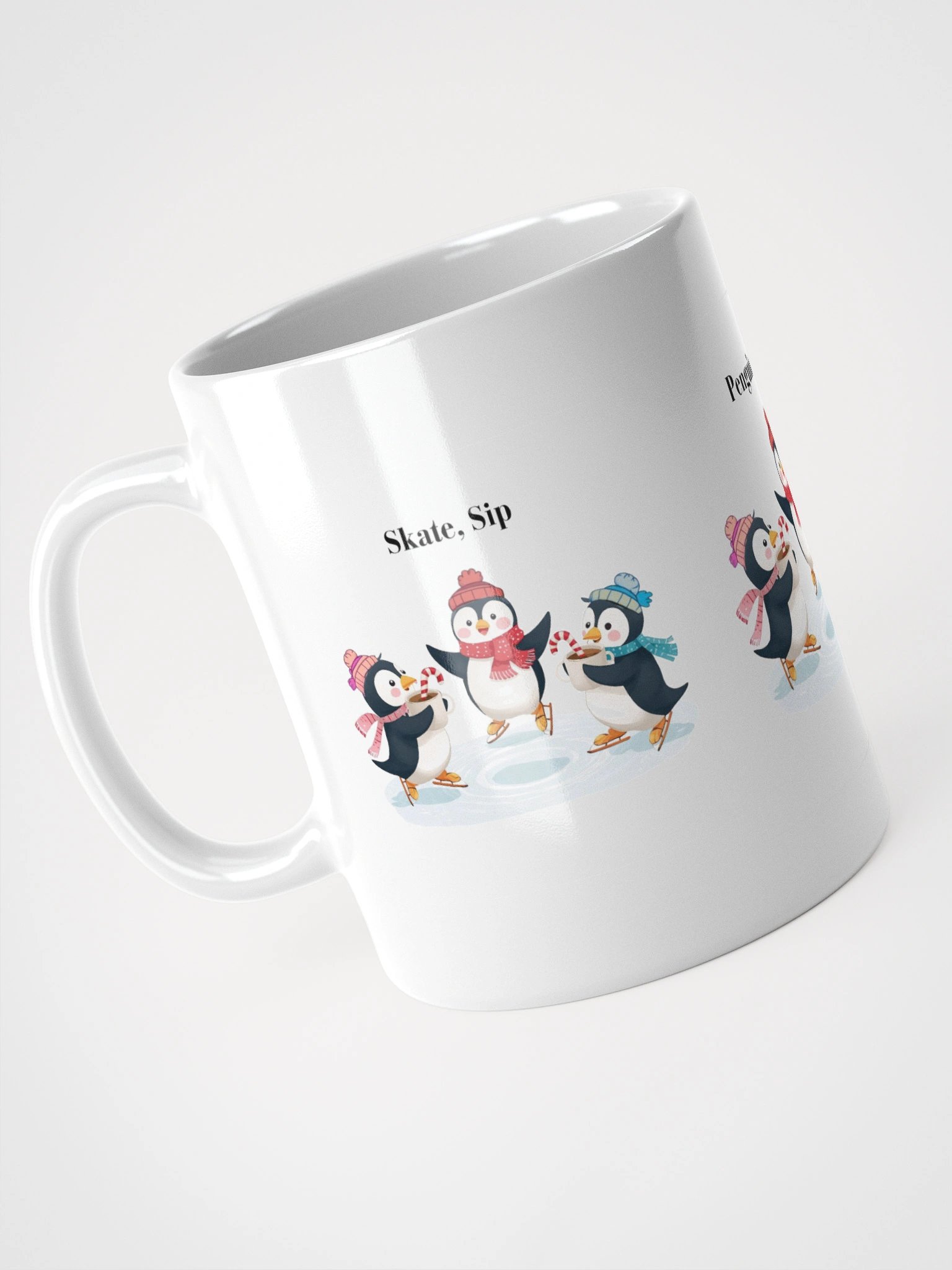 Penguin Party: Skate, Sip, Smile White Glossy Mug product image (4)