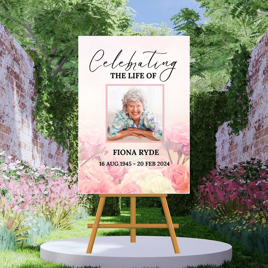 Rose Garden Funeral Photo Collage Sign Set Canva Template product image (3)
