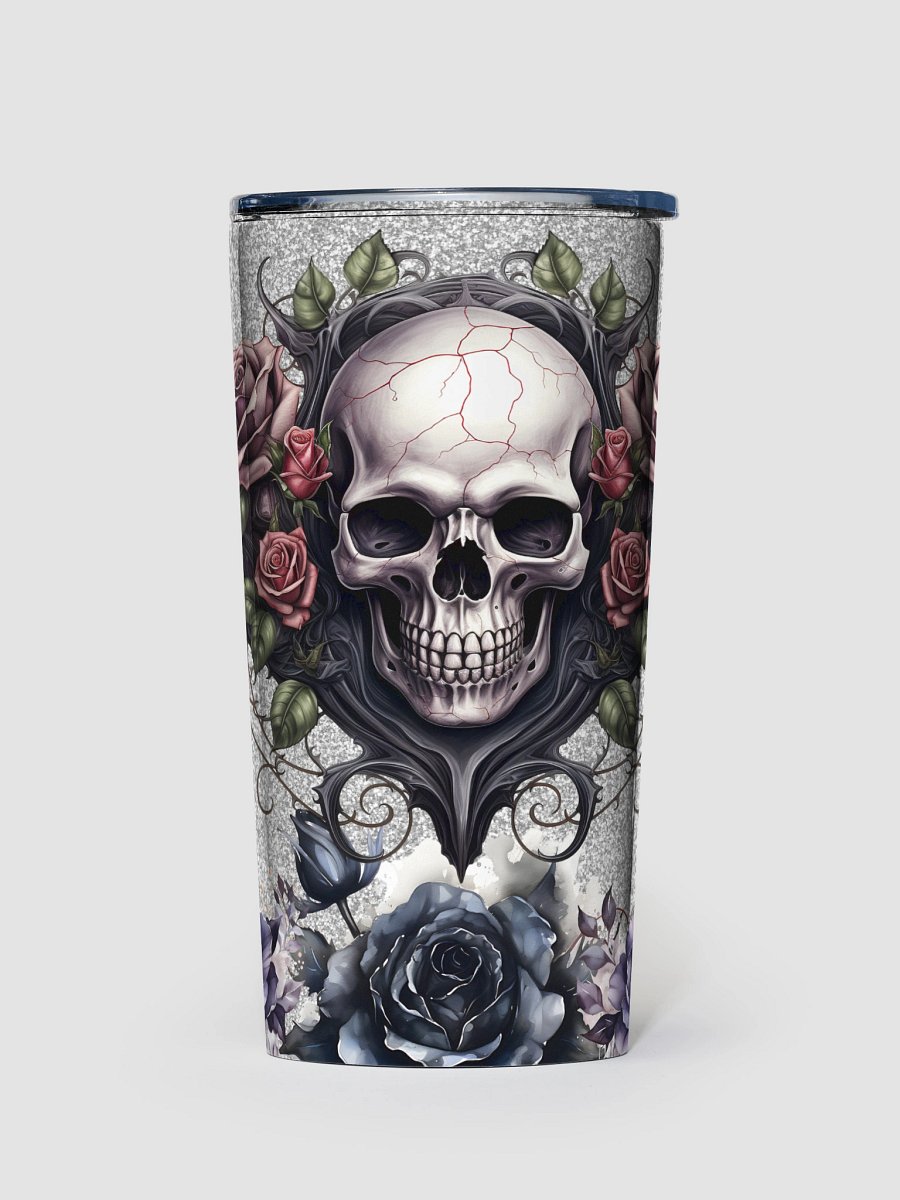 Rose-Adorned Skull Stainless Steel Tumbler product image (1)