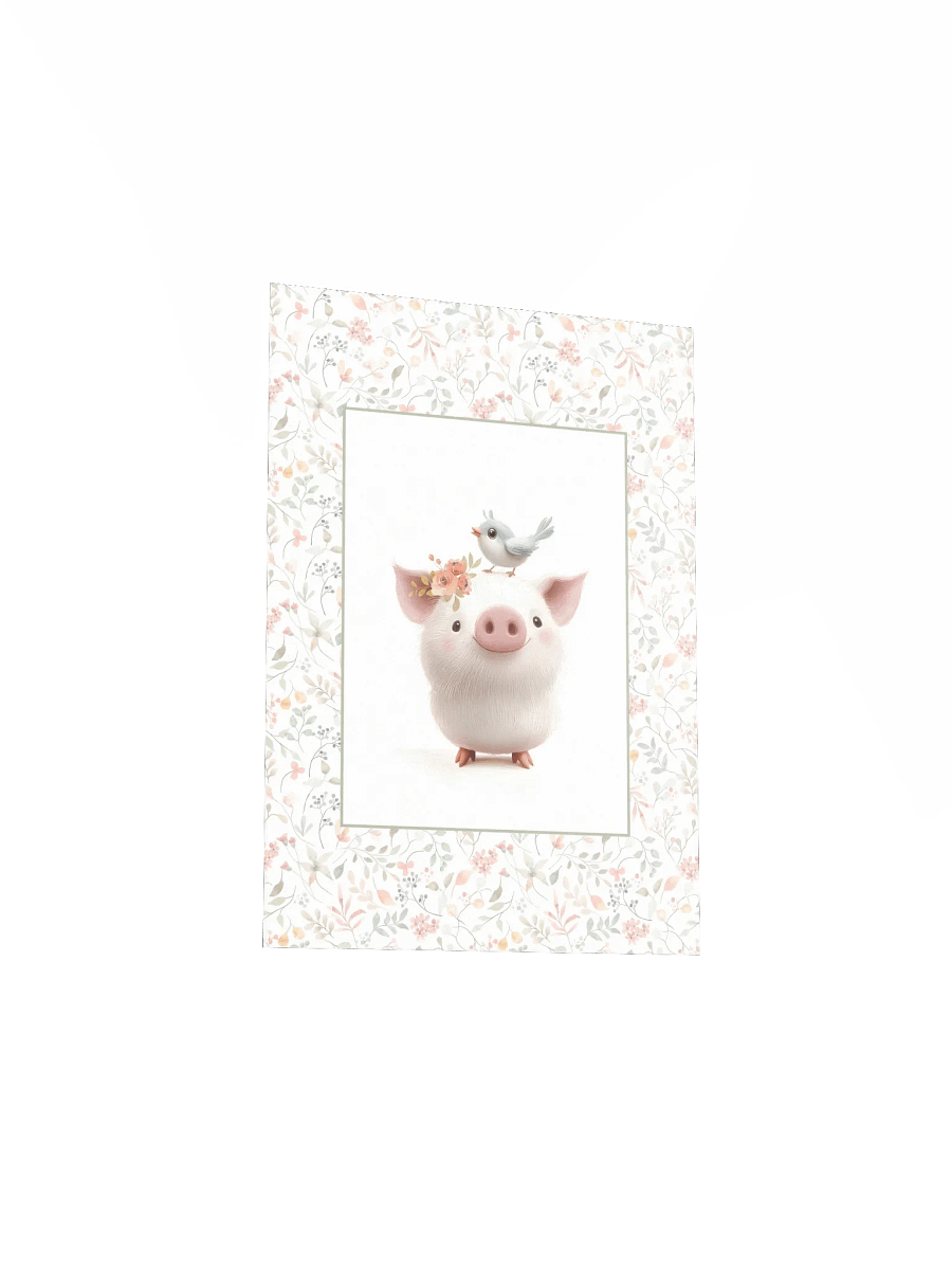 Cute Pig and Watercolor Floral Print product image (4)