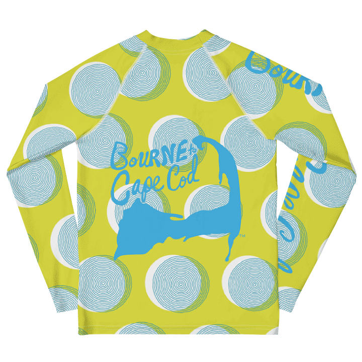 YOUTH | Rash Guard | BRN.2C.C.™ Front Graphic | BOURNE to Cape Cod™ Sleeve & Back Logo | Coastal Swim Shirt for Kids | UV Protection Activewear | Blue Logo | Citrine Circles product image (2)