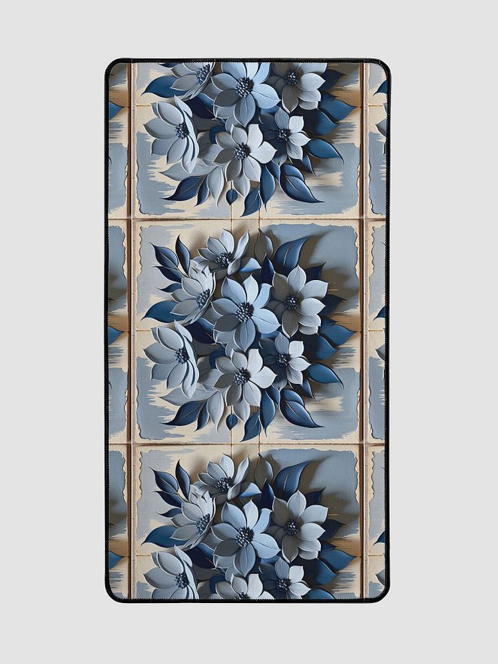 Desk Mat (31.5x15.5 inches) - Painted Tile Floral Pattern in Shades of Blue product image (2)