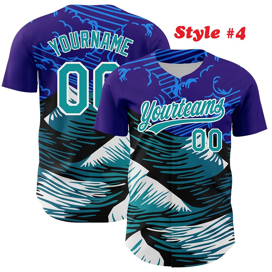 Authentic Baseball Jersey, Custom Baseball Jersey, Personalized Sport Jersey, Colorful, Number, 3D Mountains product image (184)