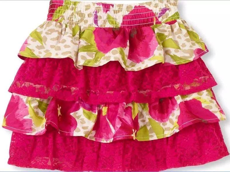 NWT The Childrens Place pink mix print floral lace tiered skirt Small 5-6 10-12 product image (1)