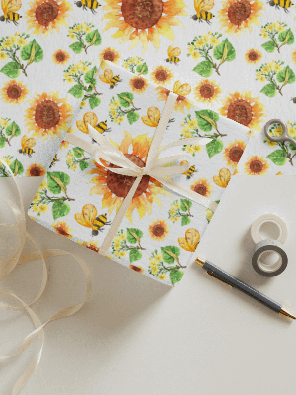 White Sunflower Gift Wrap product image (1)