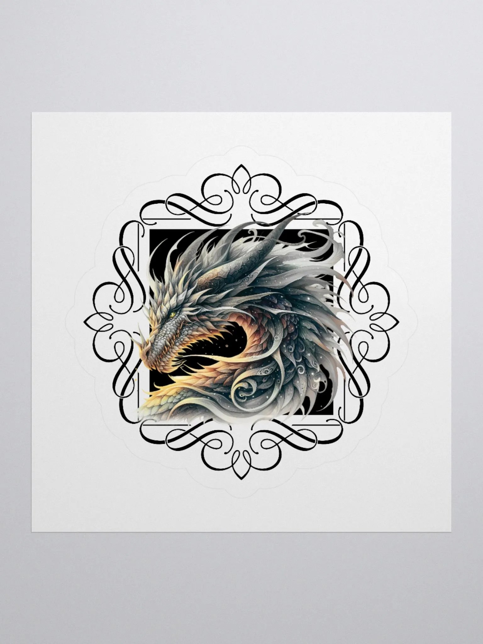 Mystical Dragon Gold and Silver Kiss Cut Stickers product image (4)