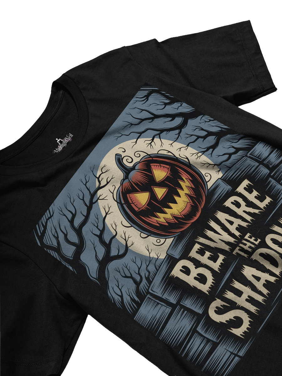 Beware the Shadows Unisex Supersoft T-Shirt by Midnight Veil Designs - Gothic Black, Red & More product image (3)