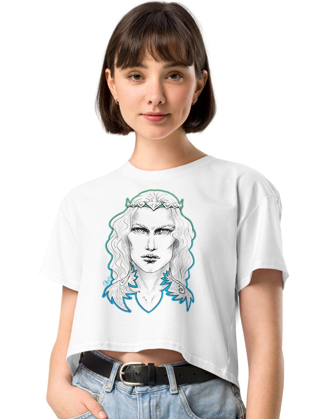 Prince Charming Sea Blue Line Women's Premium Crop Top product image (2)