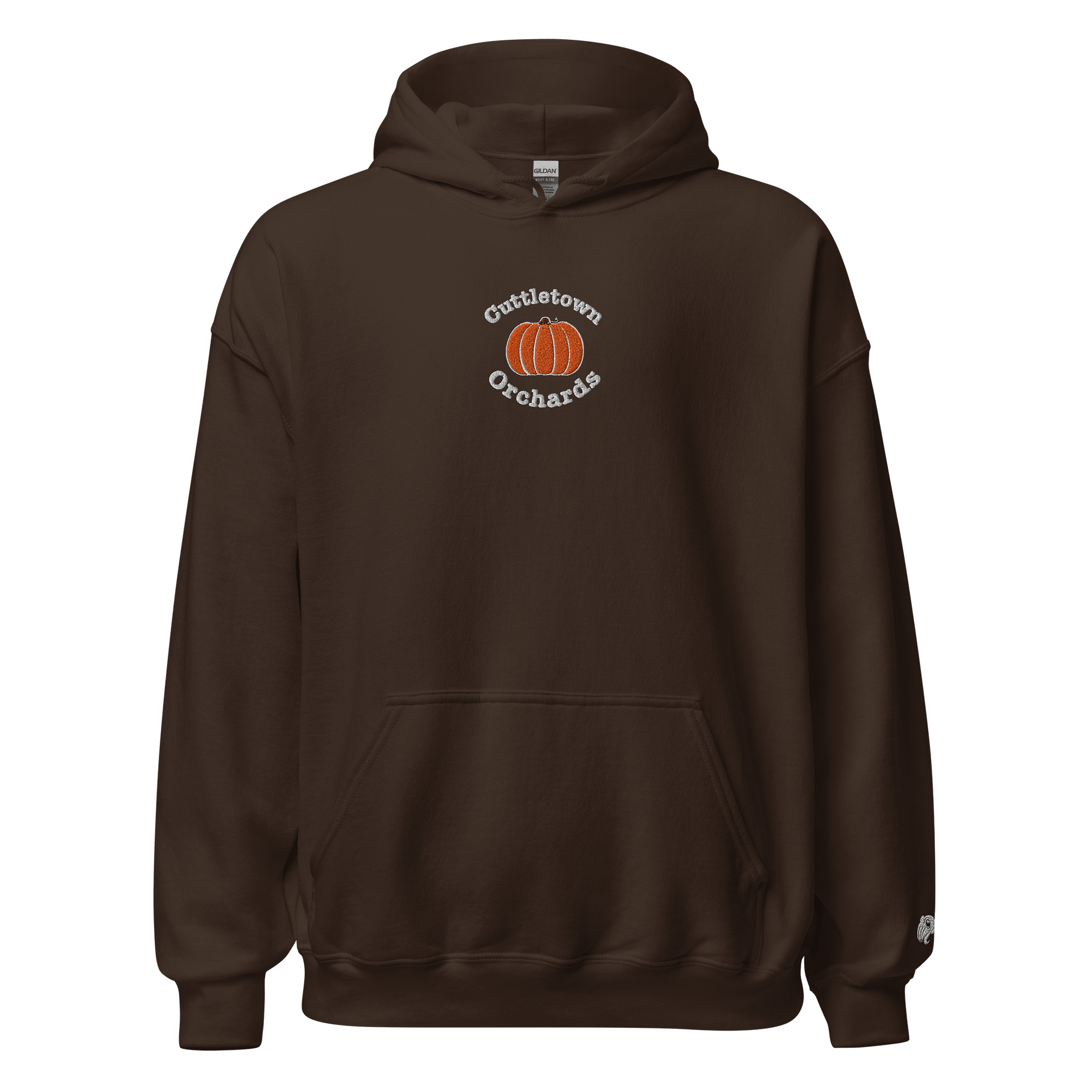 Cuttletown Orchards - White Embroidered Hoodie with label and cuttle sleeve product image (9)