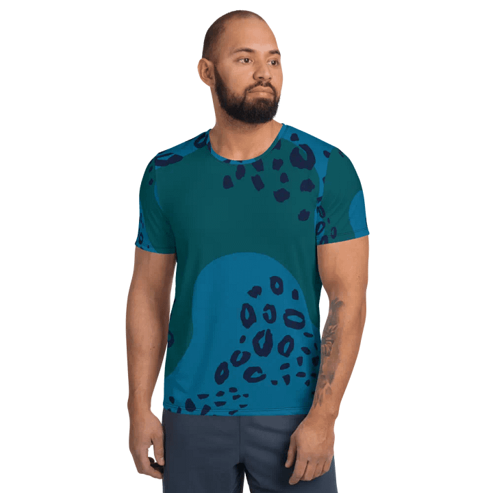 Stylish Blue Animal Print Athletic Tee product image (1)
