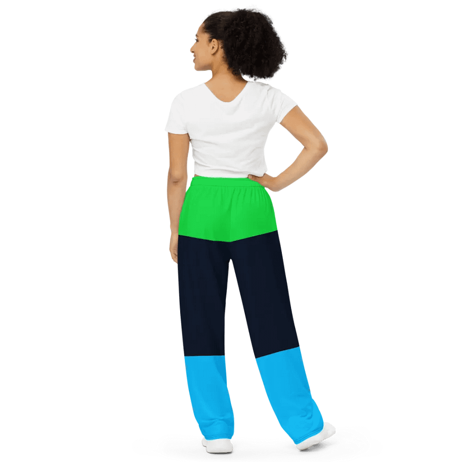 Green Blue Block Unisex Wide Pants product image (4)