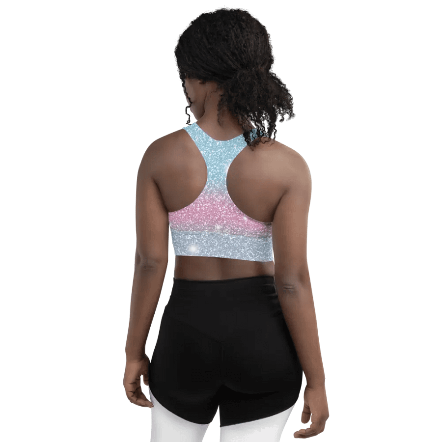 Glitter Unicorn Texture Design Longline Sports Bra - 3 product image (5)