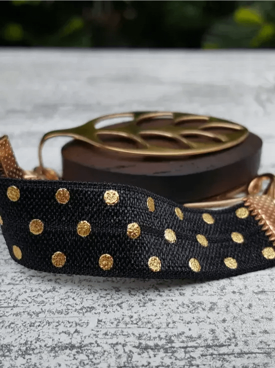 Black Pretty Polka Elastic Bracelet | Handmade Accessory for Bellabeat Leaf Urban & Ivy product image (1)