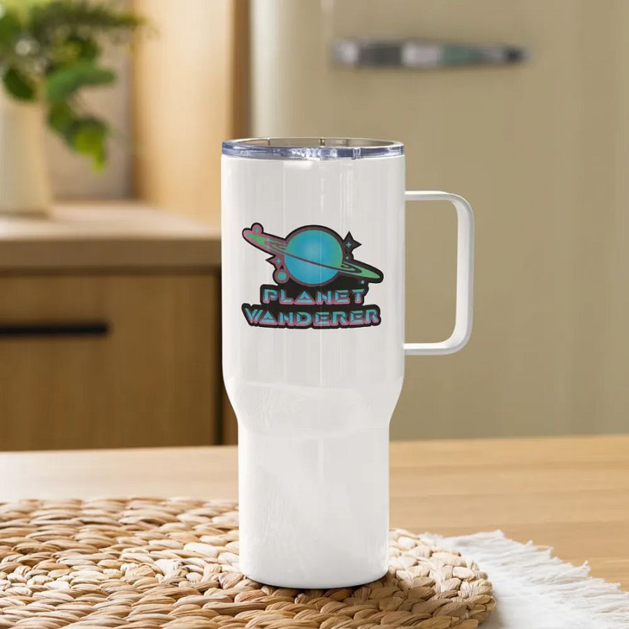 Planet Wanderer logo Handled tumbler product image (11)