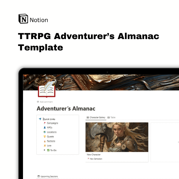 TTRPG Adventurer's Almanac | Notion Template product image (1)