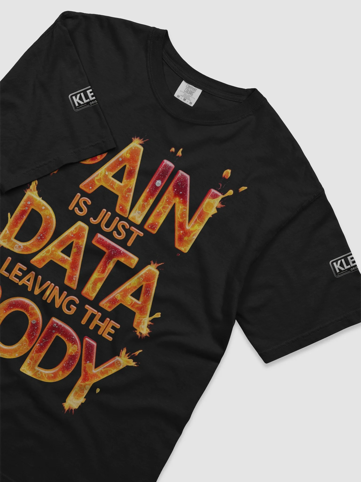 KLERIK Original Reflective Logo T-Shirt - PAIN IS JUST DATA LEAVING THE BODY product image (5)