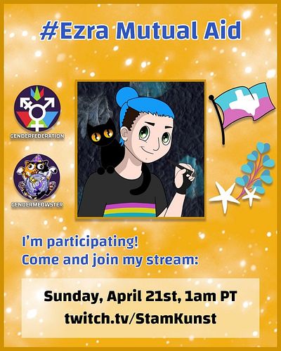 Not doing anything yet this coming weekend? Well, good news: It's time for #ezramutualaid and I'll be streaming too! 
My time...