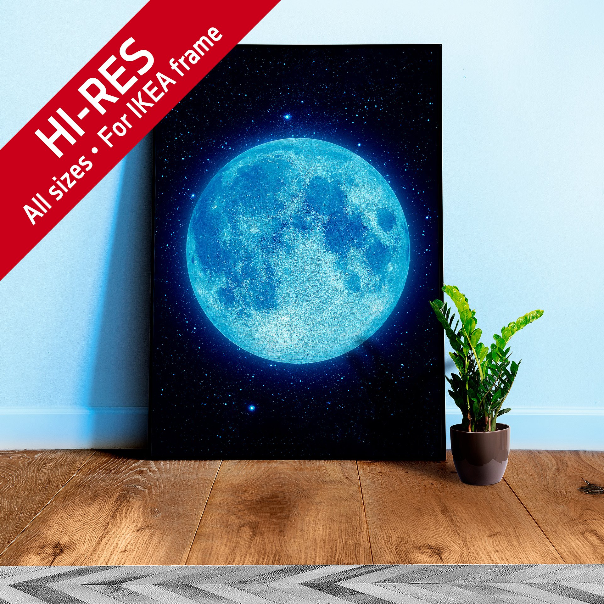 Full Moon, Blue Moon (Hi-Res poster) — space poster, Moon poster, space art, Moon photo product image (1)