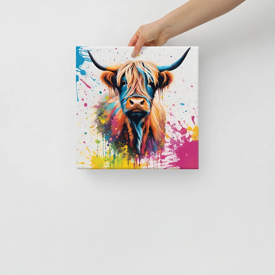 Multi Coloured Paint Splash Highland Cow Wall Art product image (3)