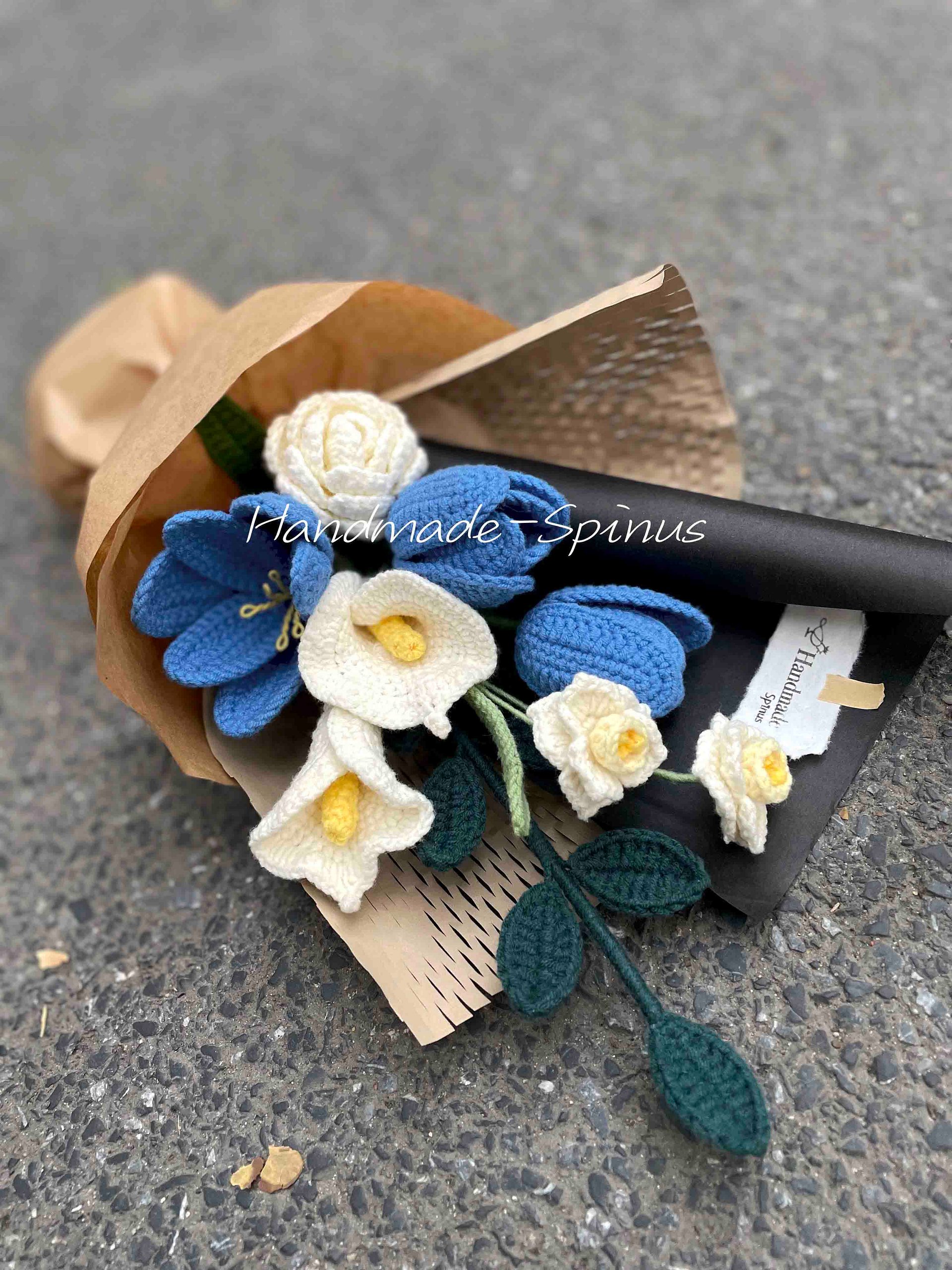 Blue Tulip Calla Crochet Knit Bouquet product image (5)