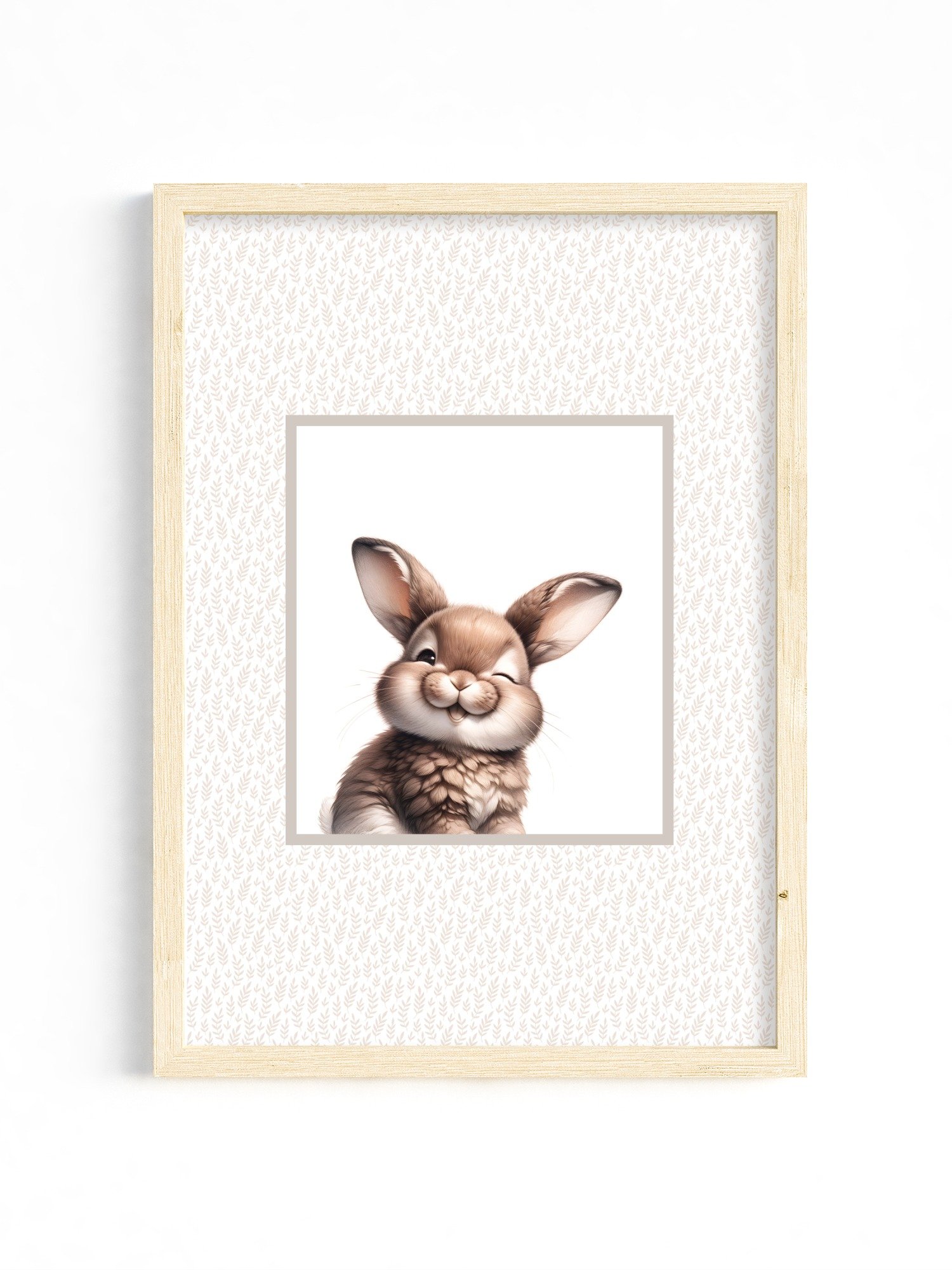 Happy Woodland Bunny, Boho Nursery Print product image (1)