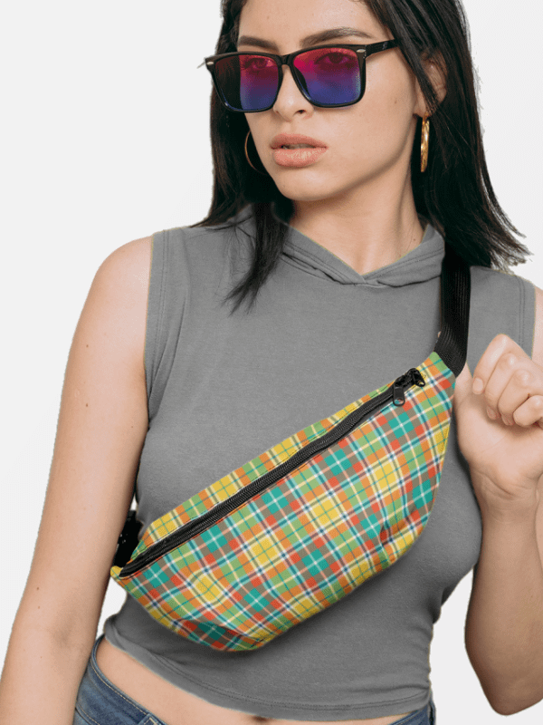 Yellow and Seafoam Green Plaid Fanny Pack product image (1)