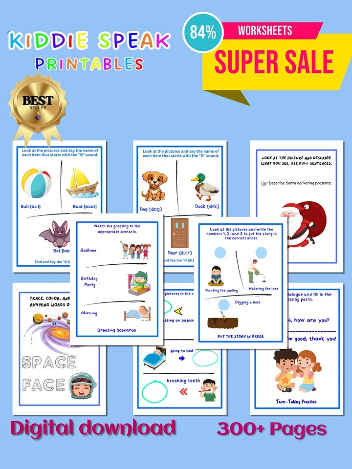 Kiddie Speak Printable Worksheets product image (1)