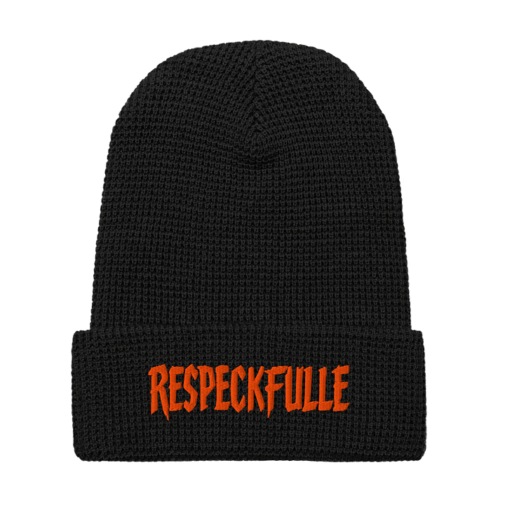 “RESPECKFULLE” Waffle Beanie - *Black & Orange* product image (1)