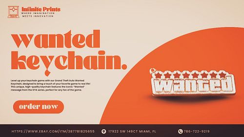 Grand Theft Auto | Wanted Keychain - White and Orange