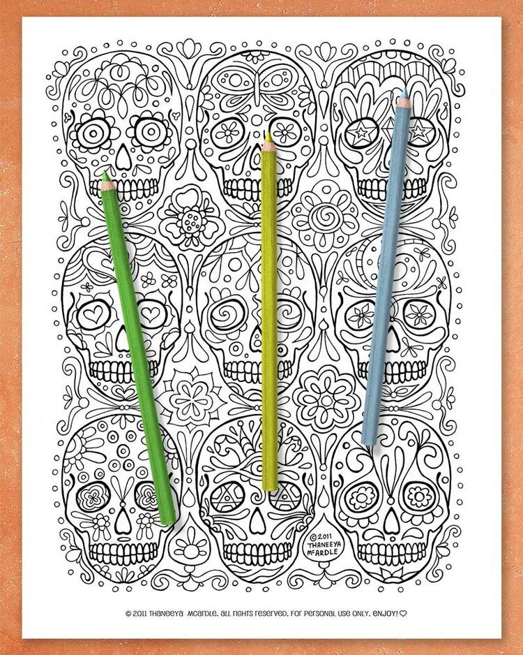 Sugar Skull Coloring Pages product image (8)