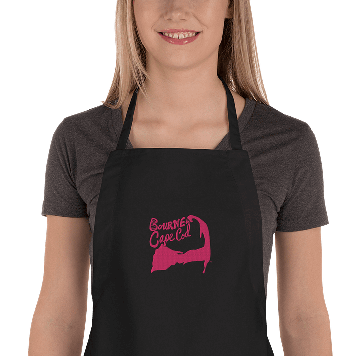 🦞BOURNE to Cape Cod™ | Embroidered Apron | Coastal Cooking Vibes | Pink Logo product image (1)