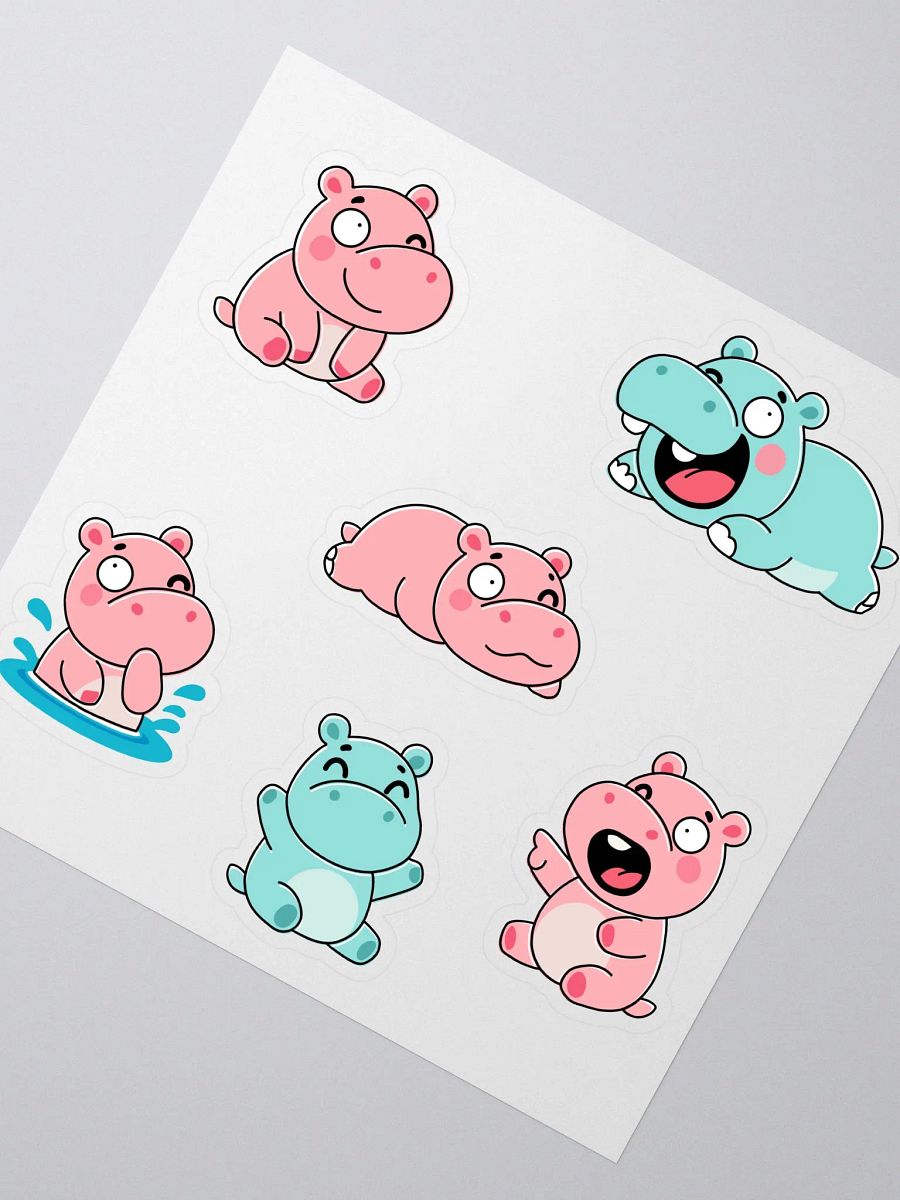 Kawaii Hippo Stickers Pack – Cute & Funny Animal Stickers for Crafts, Scrapbooking, and Journals product image (3)