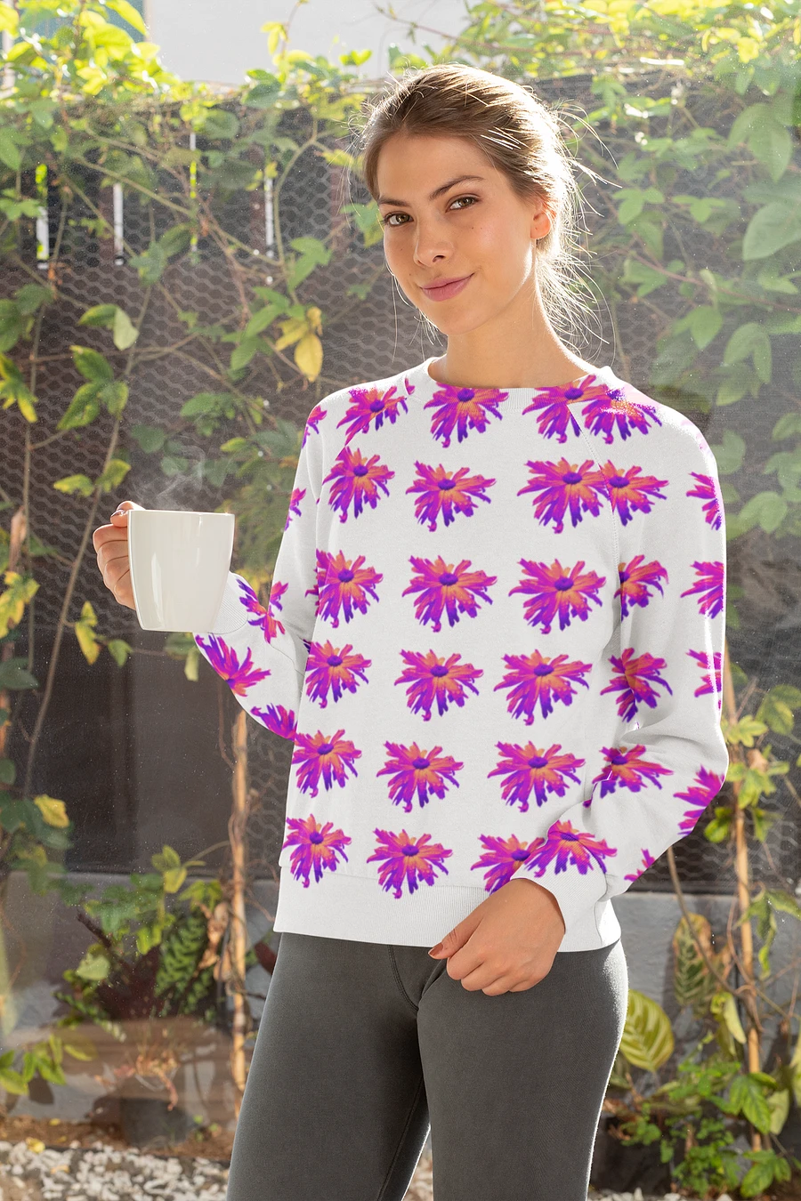 Abstract Pink Floating Daisy Flower Repeating Pattern Design Unisex Sweatshirt product image (5)