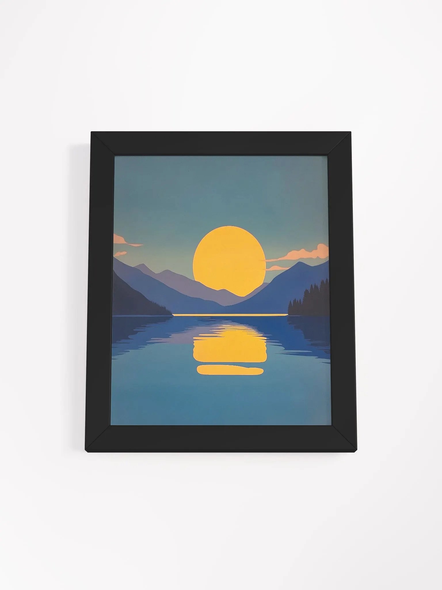 Framed Poster of a Mountain and Lake at Night product image (11)
