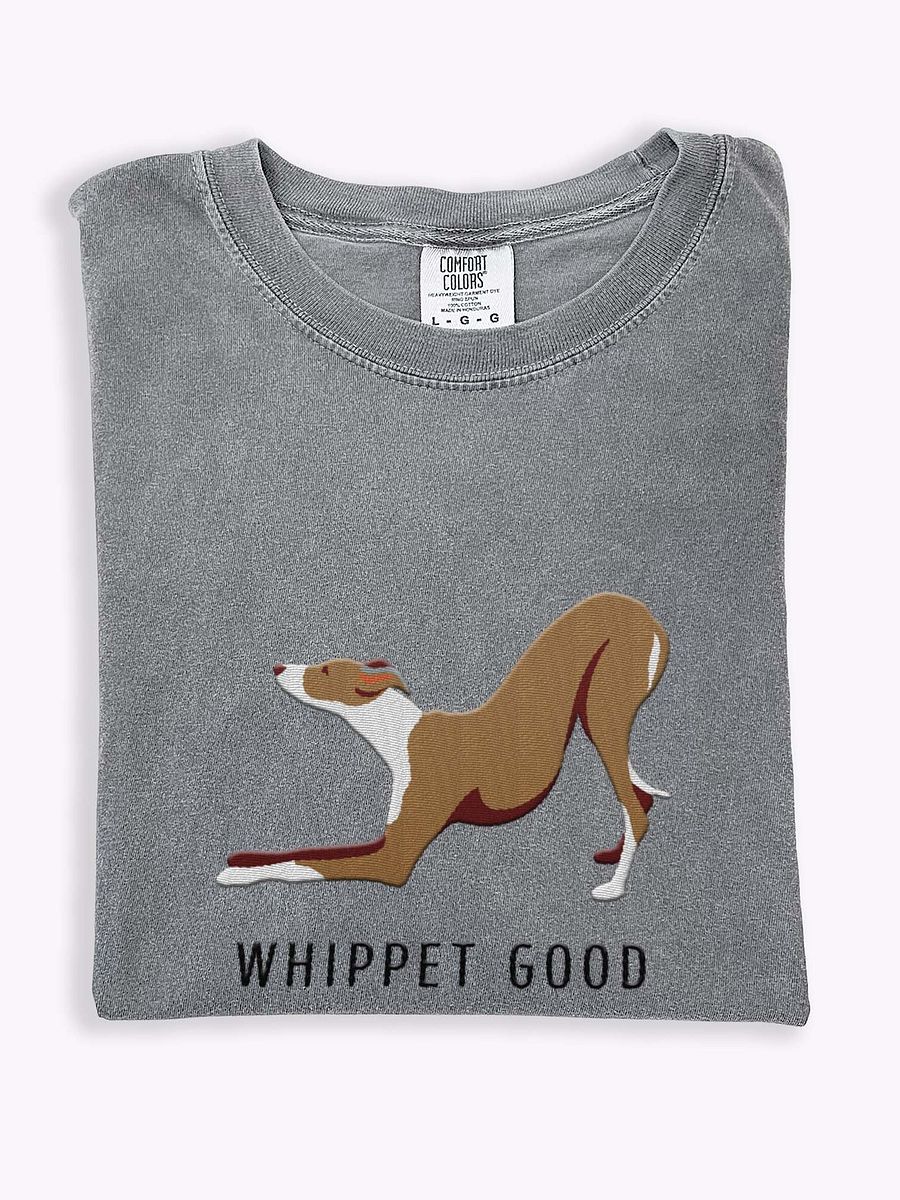 Whippet Good T-Shirt(Embroidered) of a Whippet(Tan & White) product image (1)