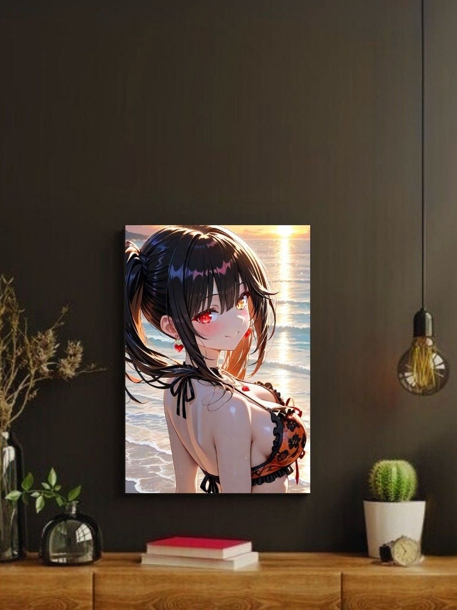 Date A Live Kurumi Sunset Beach Bikini – Glossy 8x10 Metal Print product image (2)
