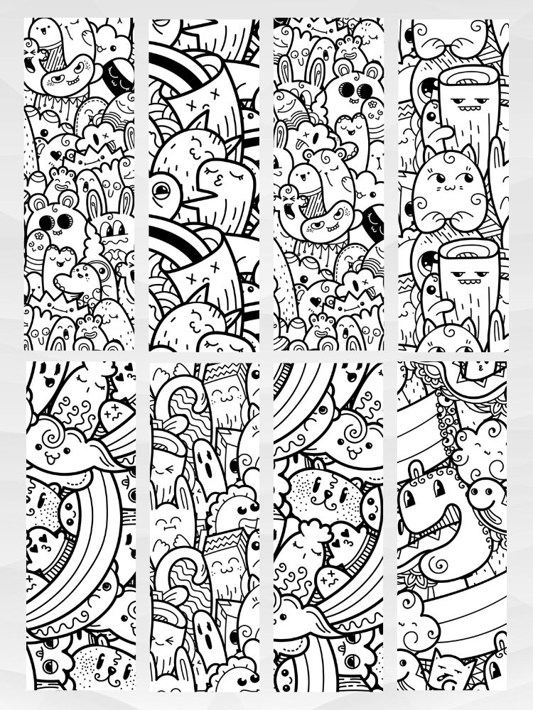 Mega Set of Doodle Monster Coloring Bookmarks - 2