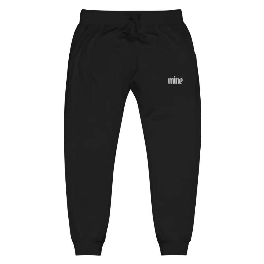 'mine' on my upper thigh - Embroidered Unisex Fleece Joggers product image (1)