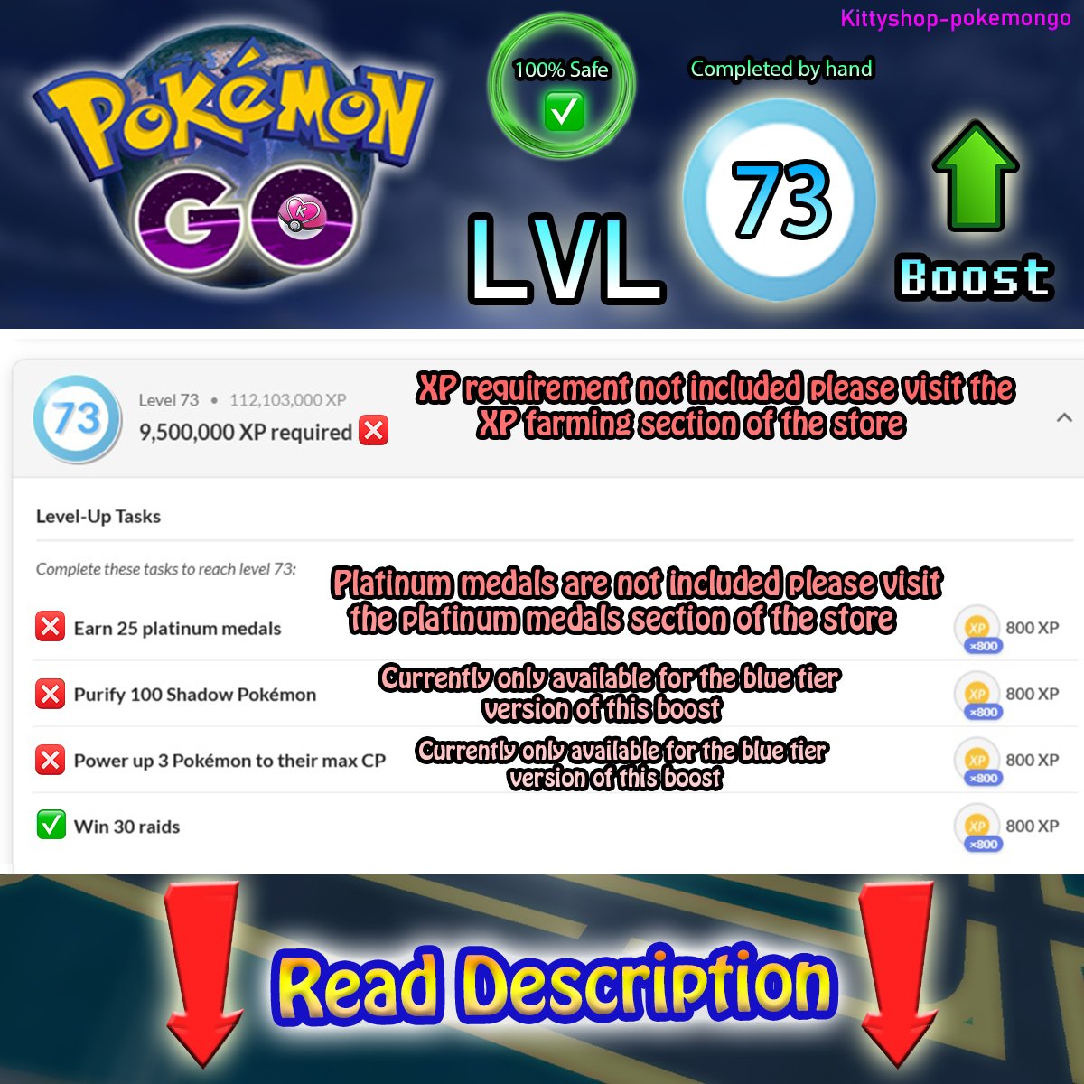 🟢Pokémon Go! LVL 73 Boost ⬆️- level 73 Quests completion fast and 100% Safe by an experienced player product image (1)