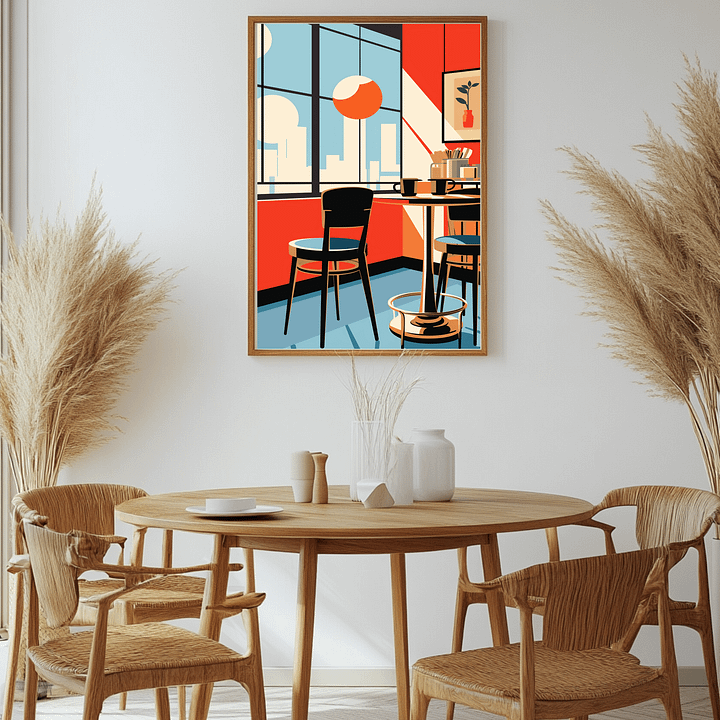 Retro Cafe Corner Framed Matte Wall Art Canvas product image (2)