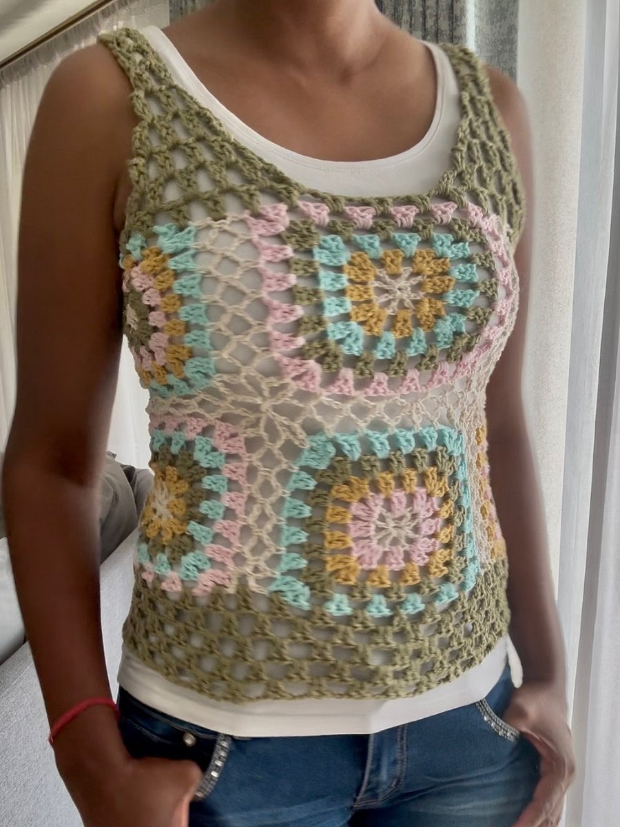 Crochet Granny Square Tank Top Written Pattern product image (6)