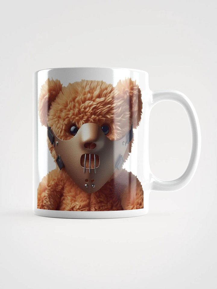 Teddy Bear Wearing a Hannibal Lector Mask #Humorous Glossy Mug - White product image (2)