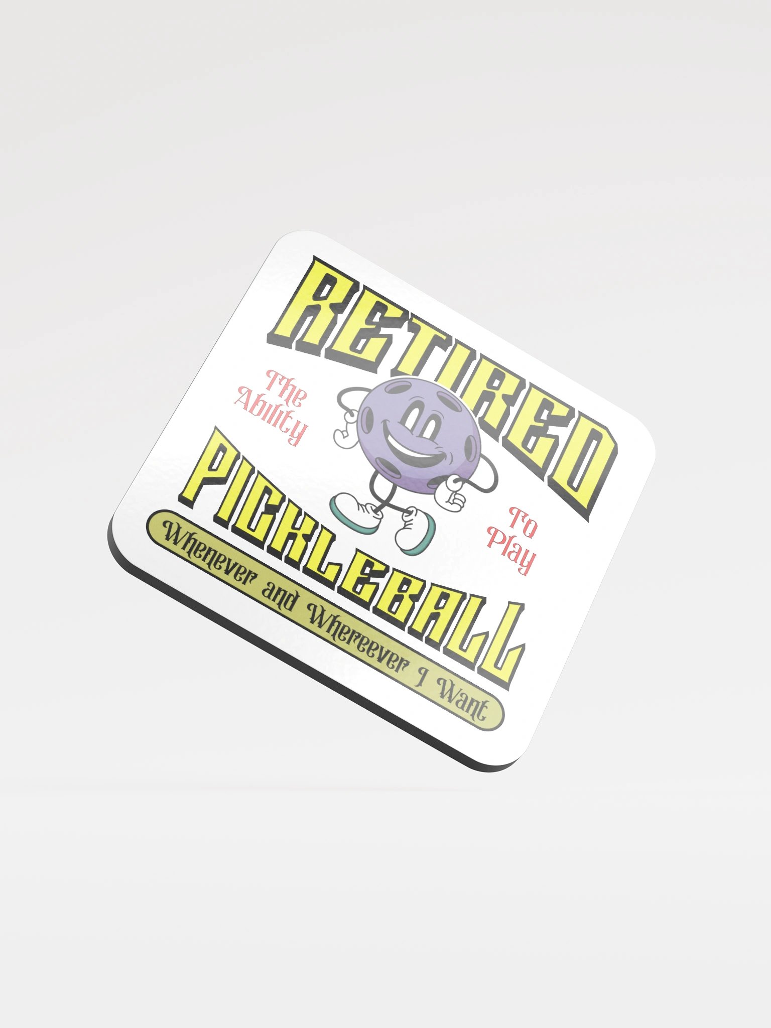 Retired Pickleball Smiles Glossed Cork Coaster product image (2)