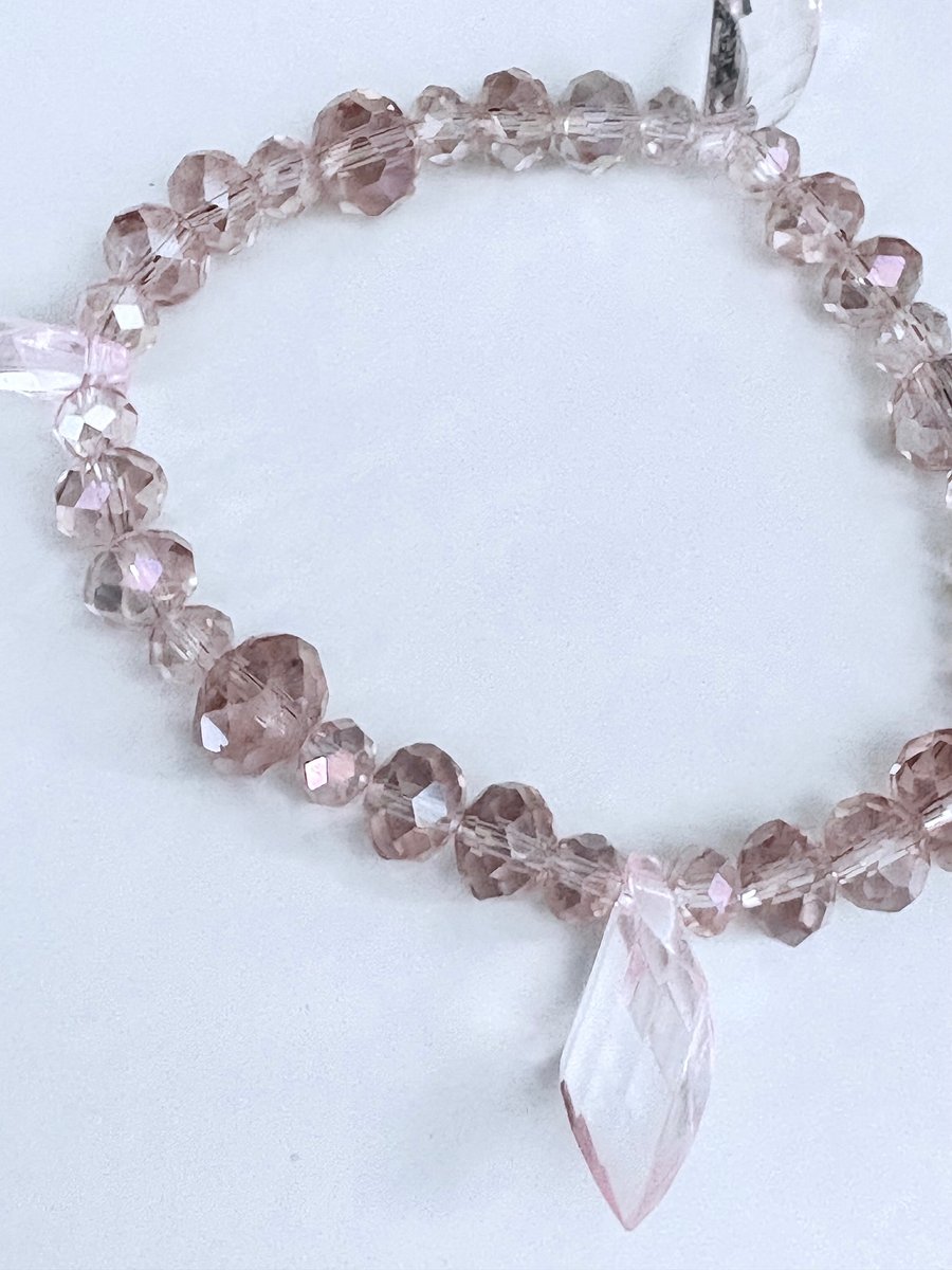 Blush Crystal Radiance | Faceted Glass Bead Bracelet | Handmade 7.5" Coastal Charm | by Monique Faella Designs™ | MFD-00051 product image (4)