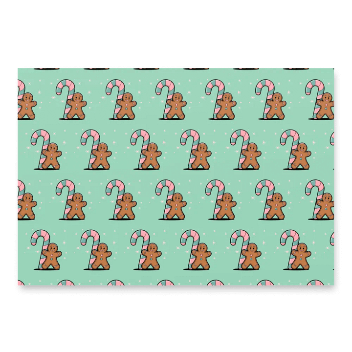 Festive Candy Cane and Gingerbread Man Wrapping Paper Set product image (2)