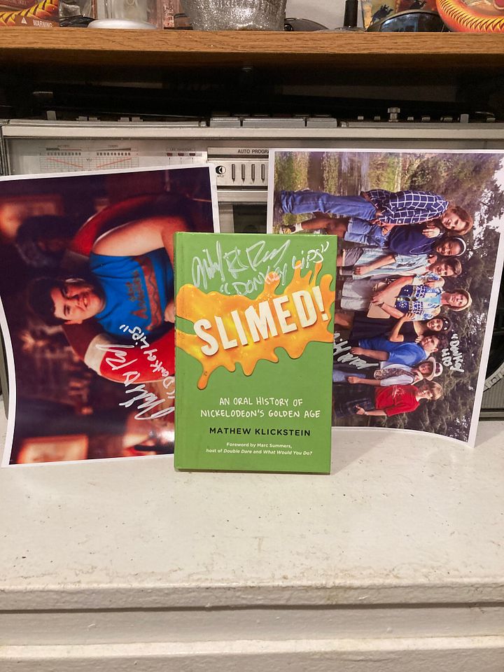 SLIMED A NICKELODEON HISTORY BOOK SIGNED BY AUTHOR & DONKEYLIPS (1OF1) OUT OF PRINT + SIGNED PHOTOS product image (1)