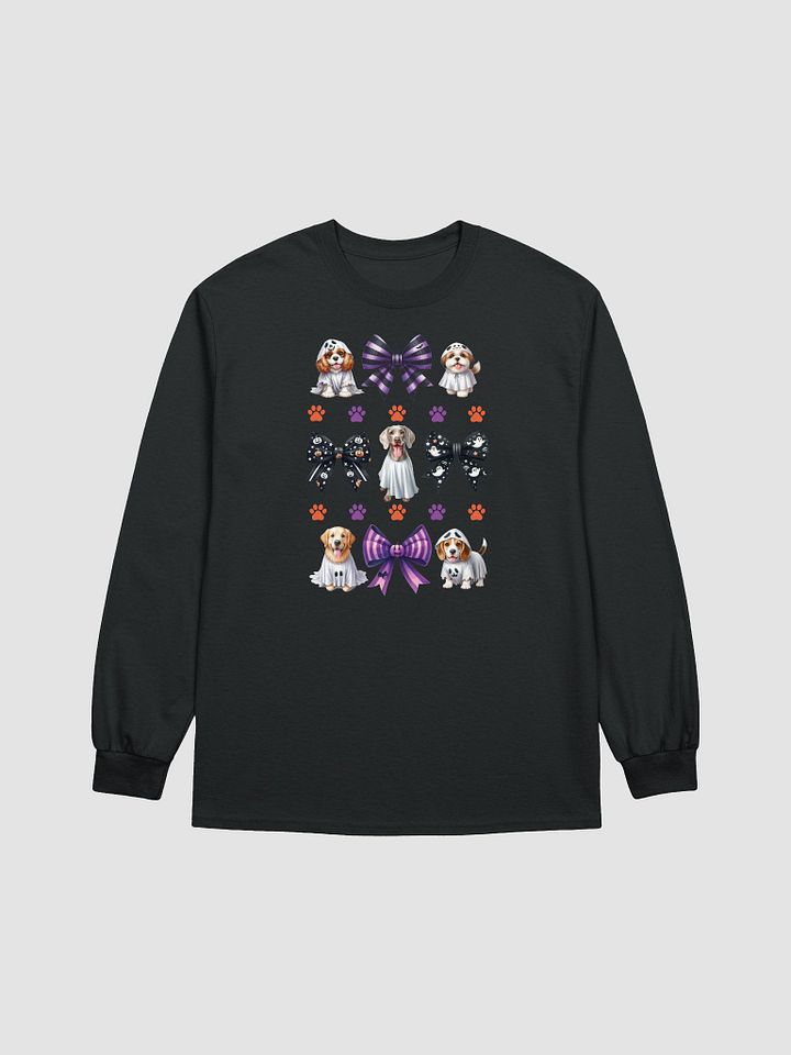 Cute Halloween Dog Ghosts and Bows Long Sleeve T-Shirt Design1 product image (2)