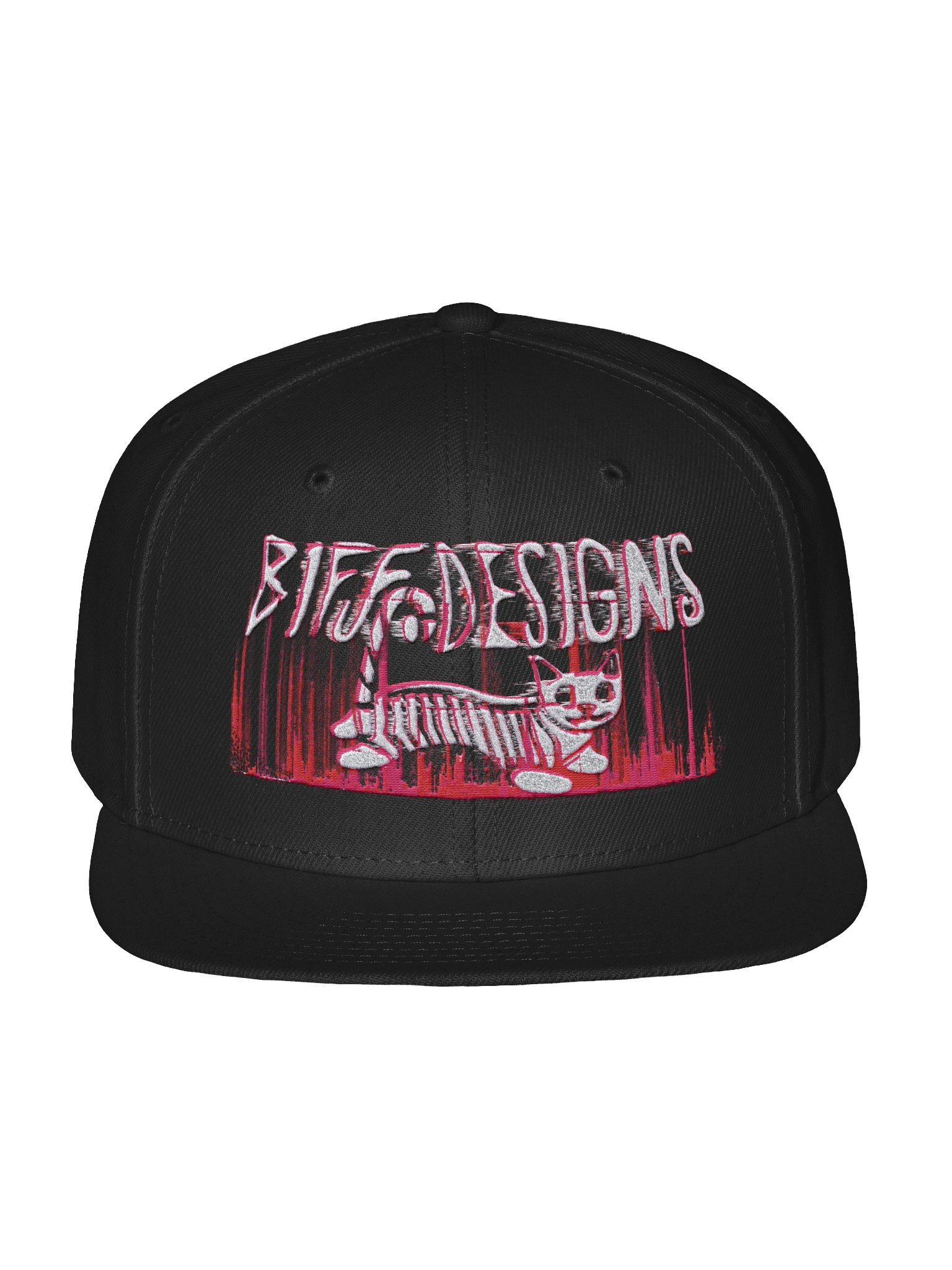 Biff Designs Glitchcore Bone Cat Embroidered Snapback Cap product image (2)